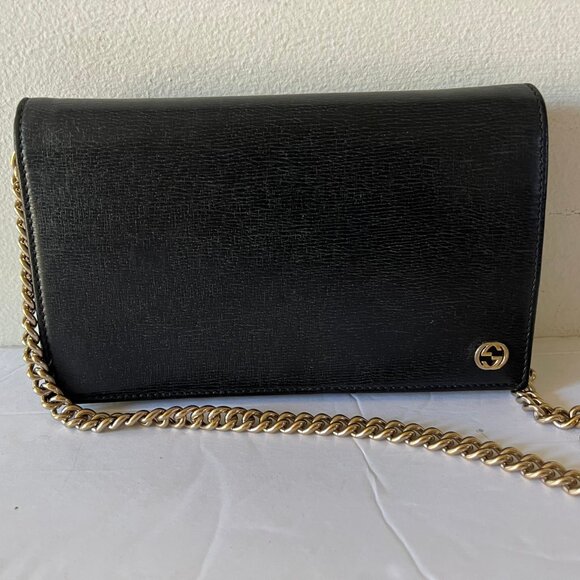 GUCCI GG INTERLOCK BETTY CHAIN WALLET TEXTURED BAG - Picture 1 of 10